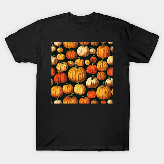 Autumn Harvest Thanksgiving Pumpkins T-Shirt by VintageFlorals